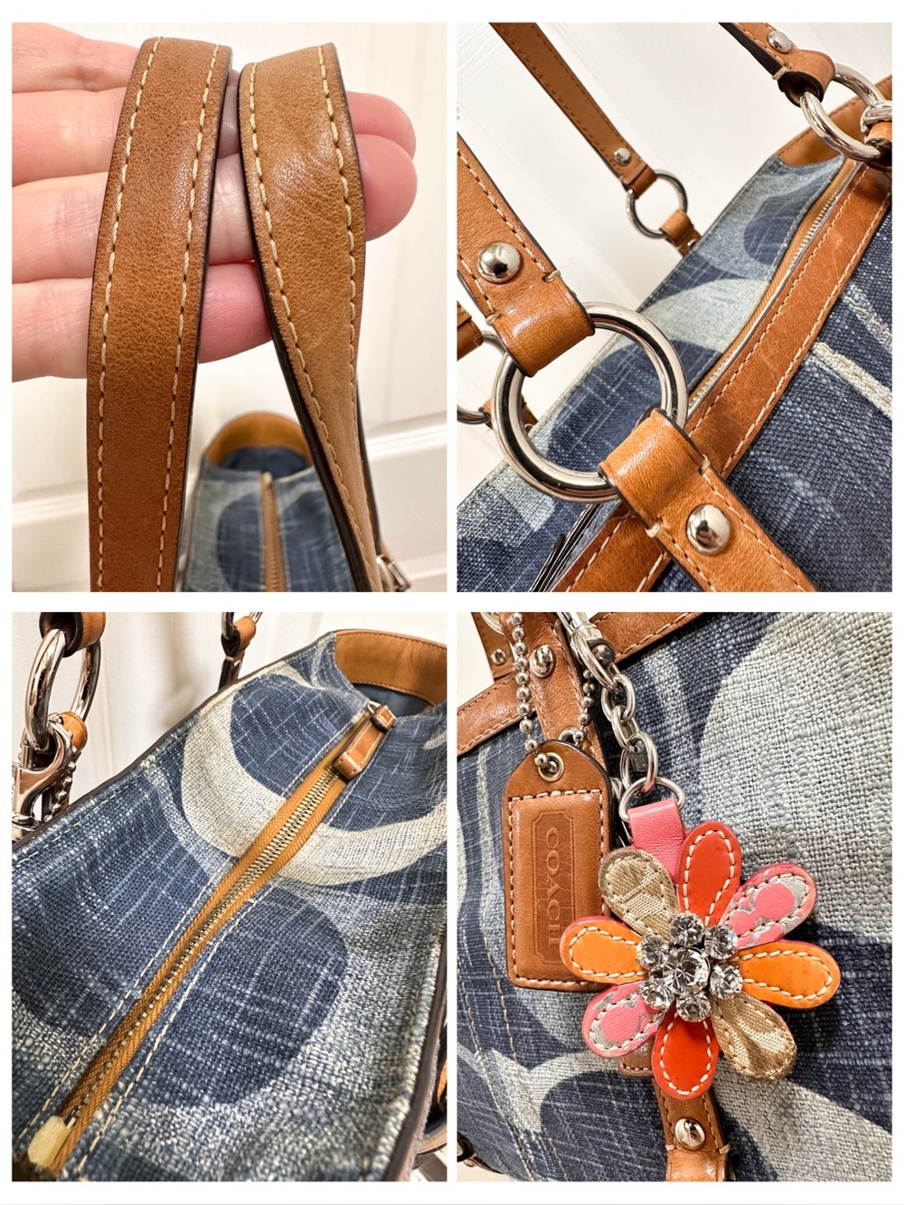 Coach Tonal Big C Signature Denim East/West Gallery Tote Y2K F13810 - Picture 8 of 13